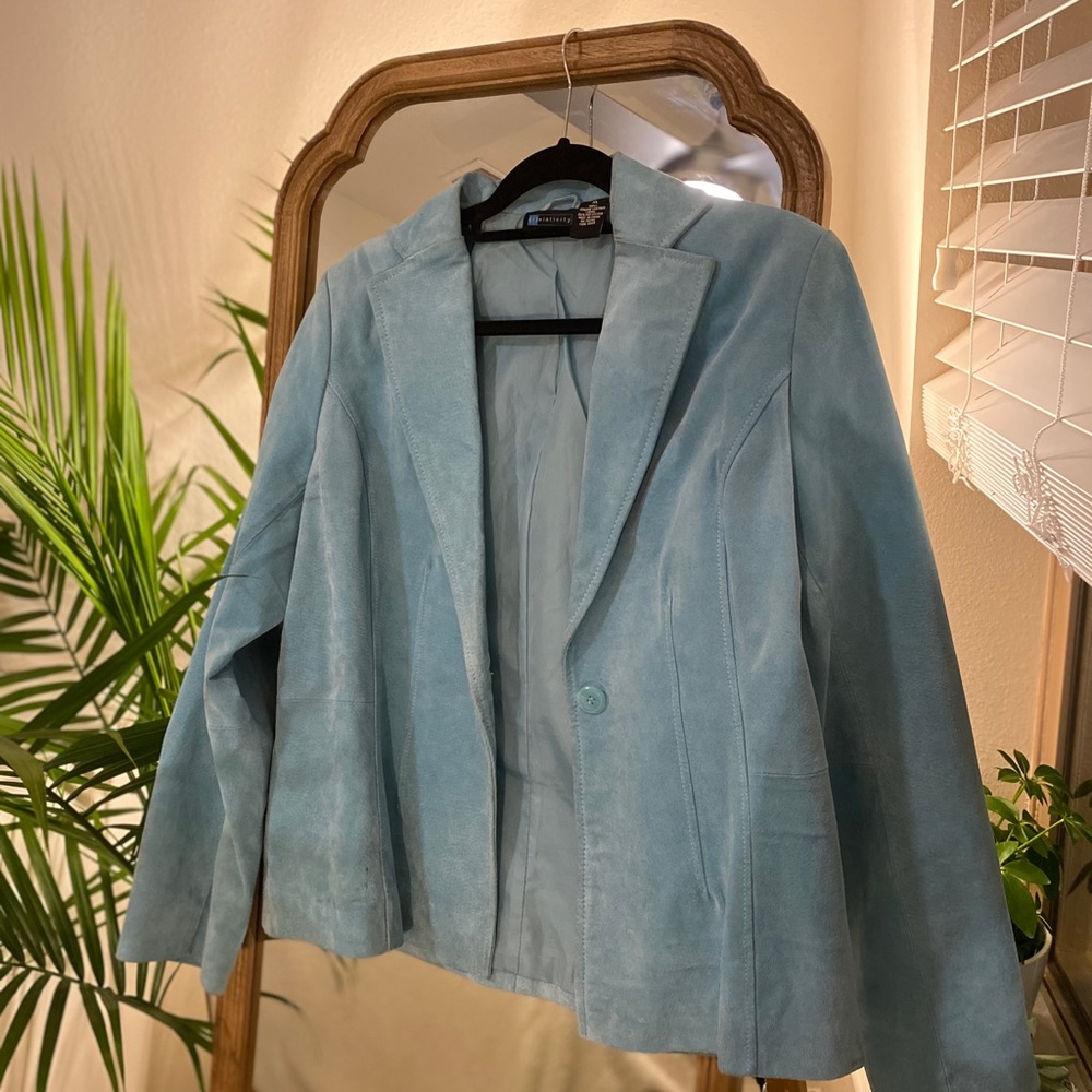 Vintage Baby Blue Genuine Leather jacket